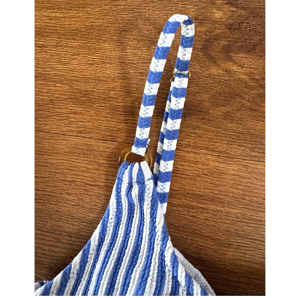 Cabana del Sol Womens Blue White Striped Smocked Bikini Set Size Small - Picture 3 of 7